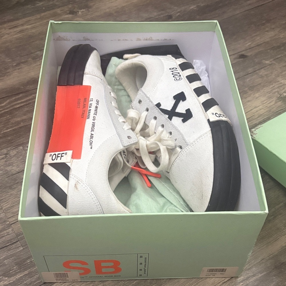 Off-White Black and White Striped Sneakers